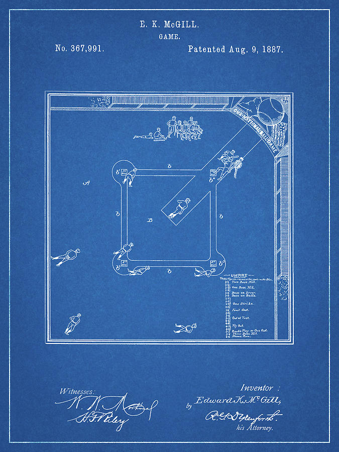 Baseball Gifts Digital Art - Pp192- Blueprint Our National Ball Game Patent Poster by Cole Borders