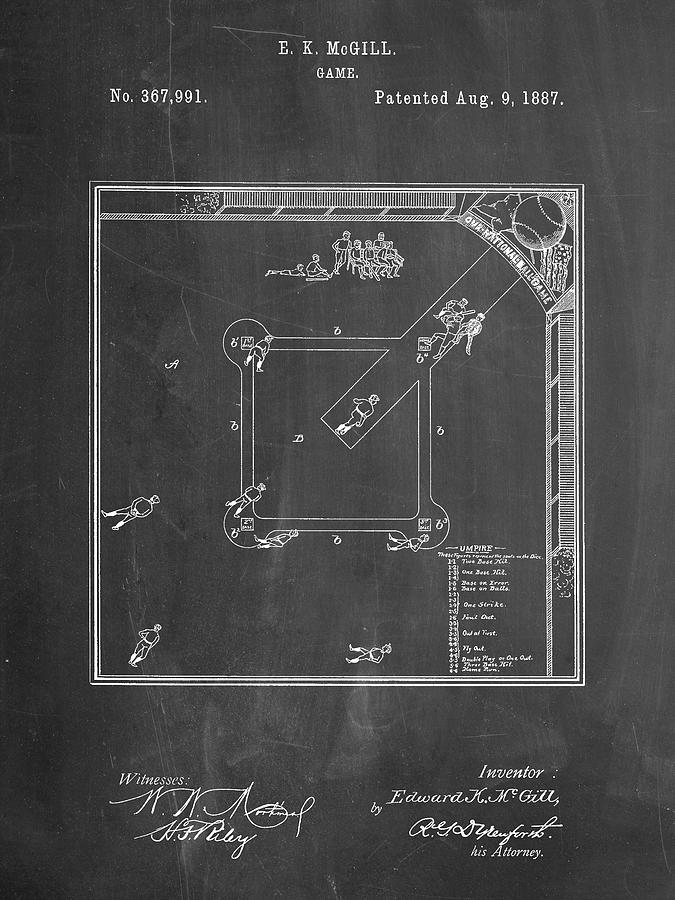 Baseball Gifts Digital Art - Pp192- Chalkboard Our National Ball Game Patent Poster by Cole Borders