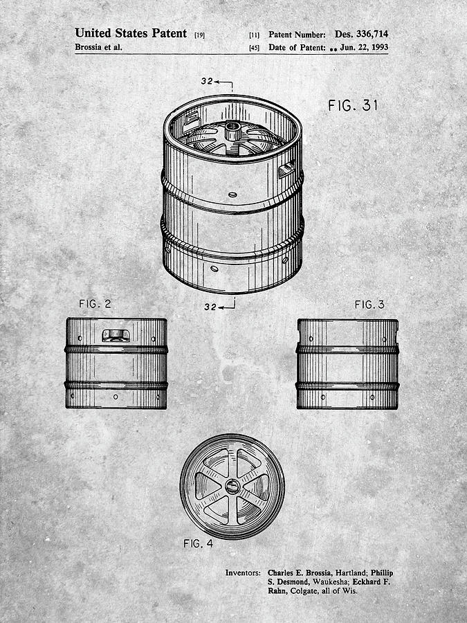 Beer Digital Art - Pp193- Miller Beer Keg Patent Poster by Cole Borders