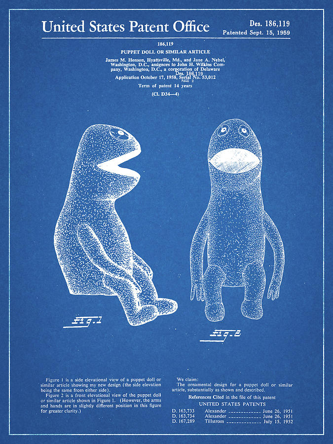 Doll Digital Art - Pp2-blueprint Wilkins Coffee Muppet Patent Poster by Cole Borders