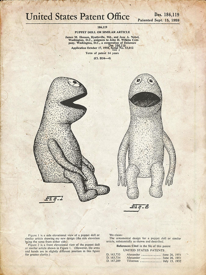 Doll Digital Art - Pp2-vintage Parchment Wilkins Coffee Muppet Patent Poster by Cole Borders