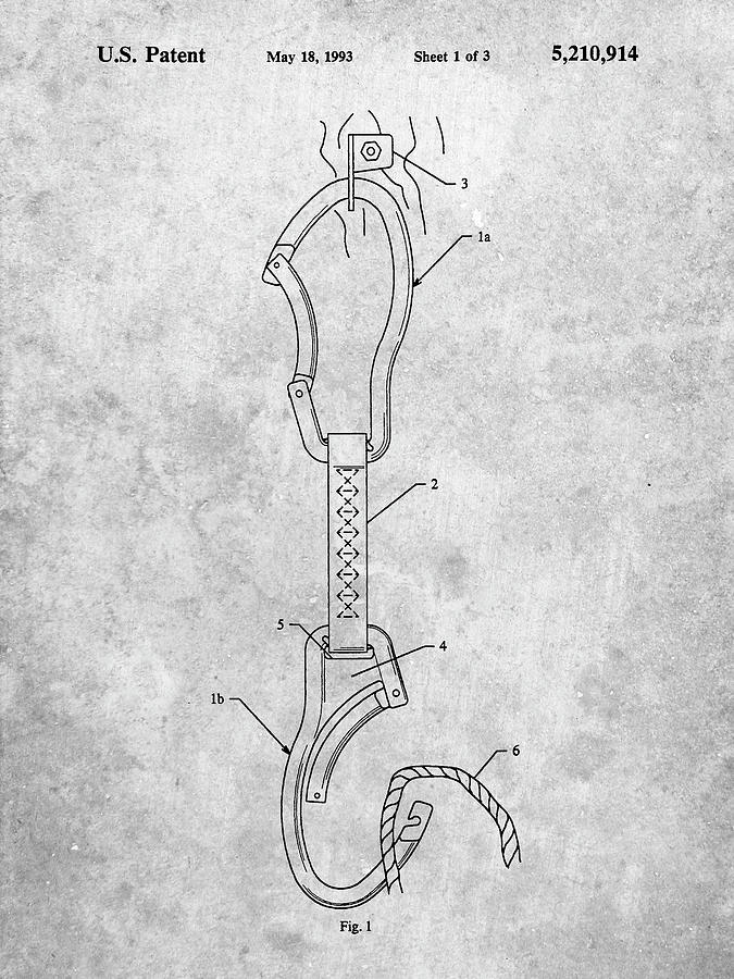 Planning Digital Art - Pp200- Automatic Lock Carabiner Patent Poster by Cole Borders