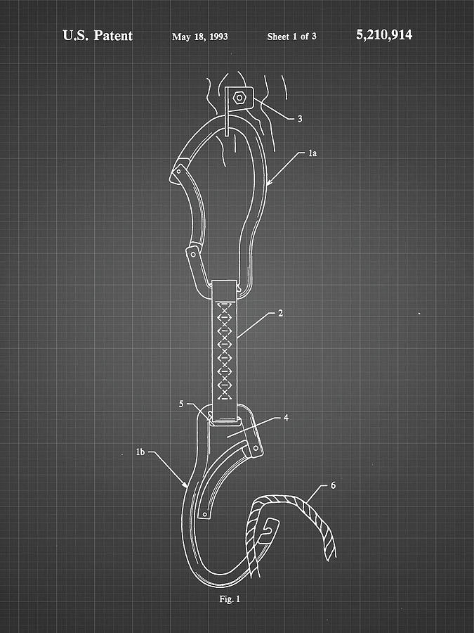 Pp200 Black Grid Automatic Lock Carabiner Patent Poster Digital Art By Cole Borders Fine Art 8993