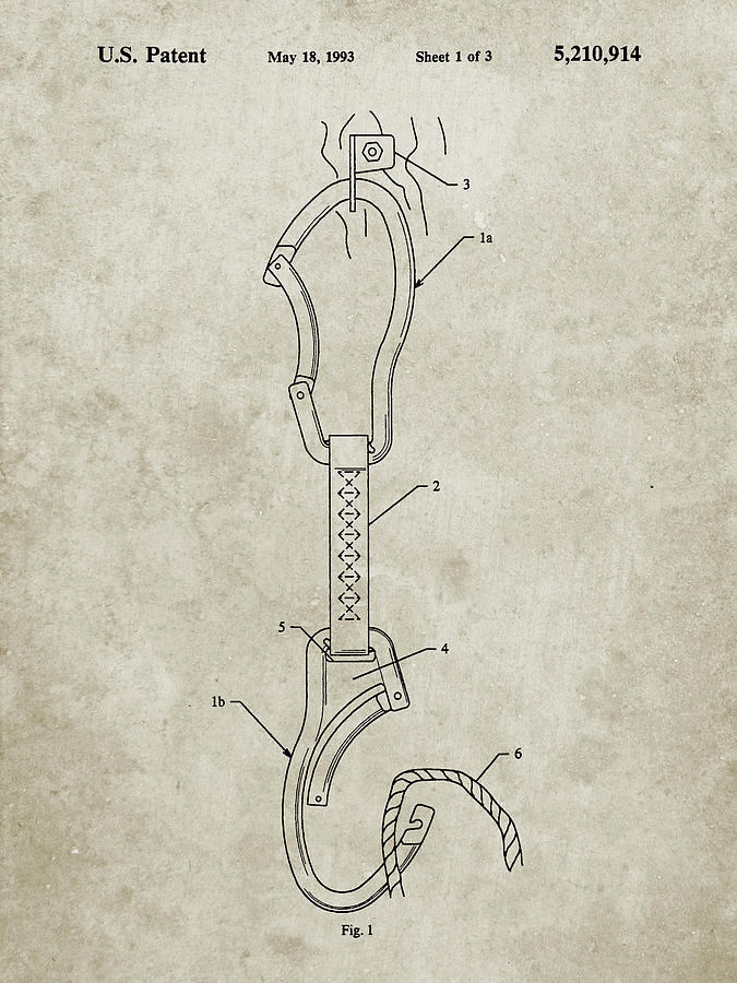 Rock Climbing Digital Art - Pp200- Sandstone Automatic Lock Carabiner Patent Poster by Cole Borders