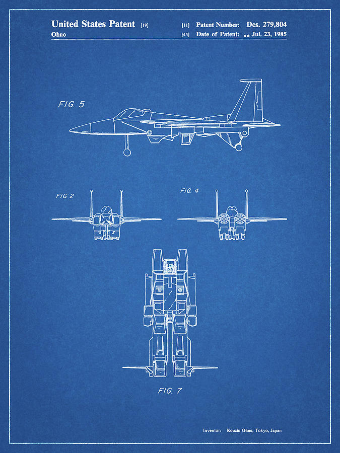 Starscream Digital Art - Pp202- Blueprint Starscream Transformer Patent Poster by Cole Borders