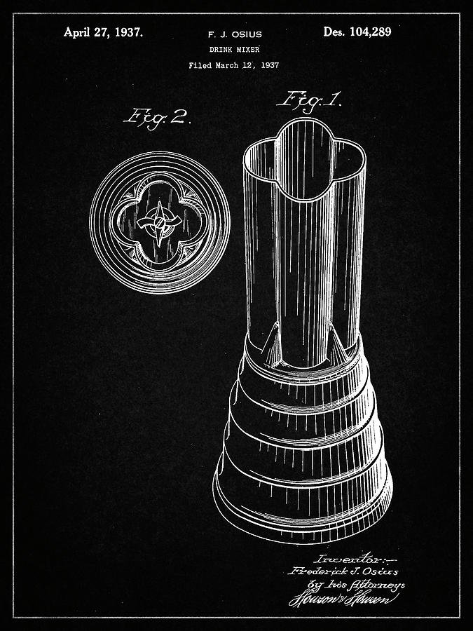 Appliance Digital Art - Pp205- Vintage Black Waring Blender 1937 Patent Poster by Cole Borders