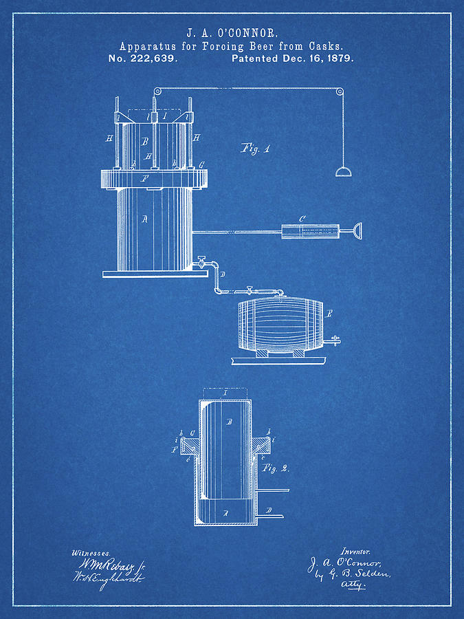 Liquor Digital Art - Pp215-blueprint Antique Beer Cask Diagram Patent Poster by Cole Borders