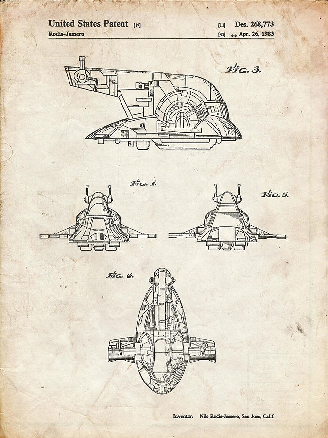 Pp22-vintage Parchment Star Wars Slave One Patent Poster Digital Art by ...