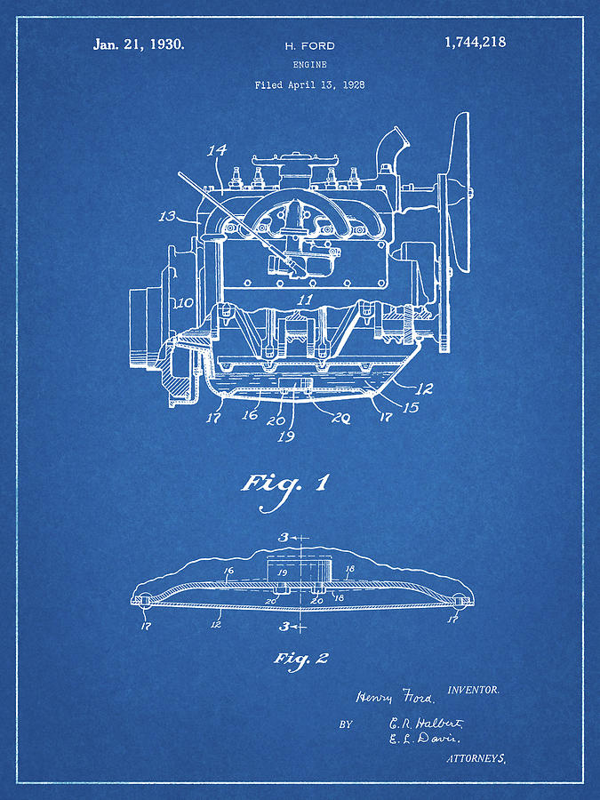 Pp220-blueprint Model A Ford Pickup Truck Engine Poster Digital Art by ...