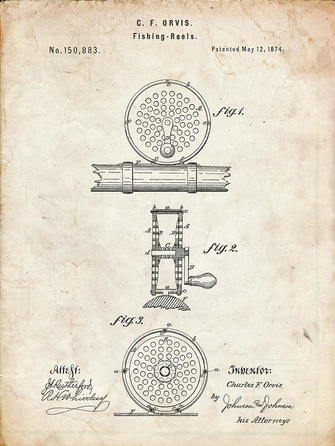 Pp225-vintage Parchment Orvis 1874 Fly Fishing Reel Patent Poster Digital  Art by Cole Borders - Pixels Merch
