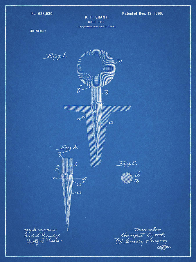 Sports Digital Art - Pp237-blueprint Vintage Golf Tee 1899 Patent Poster by Cole Borders