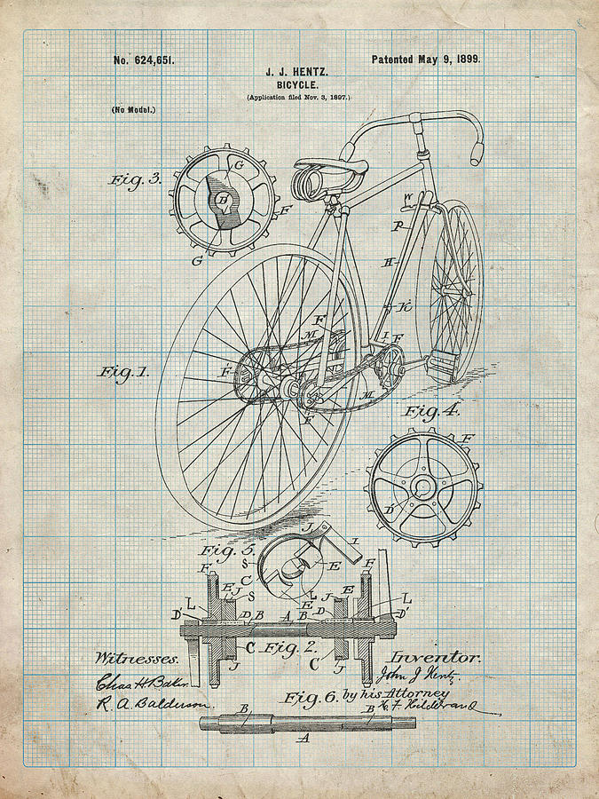 Pp25-antique Grid Parchment Eagle Quad Racing Bicycle Poster Digital ...