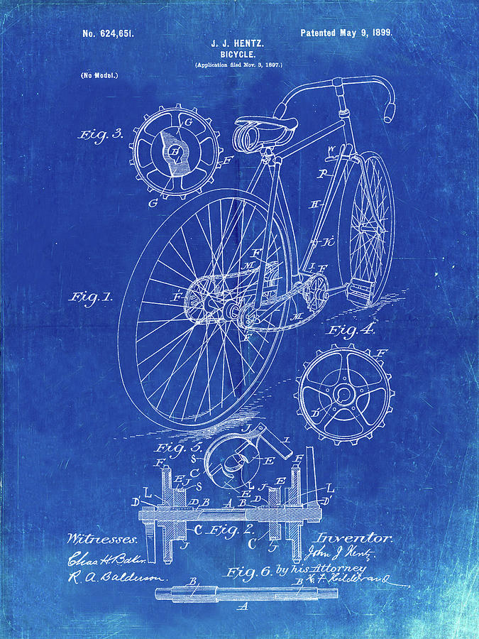 Transportation Digital Art - Pp25-faded Blueprint Eagle Quad Racing Bicycle Poster by Cole Borders