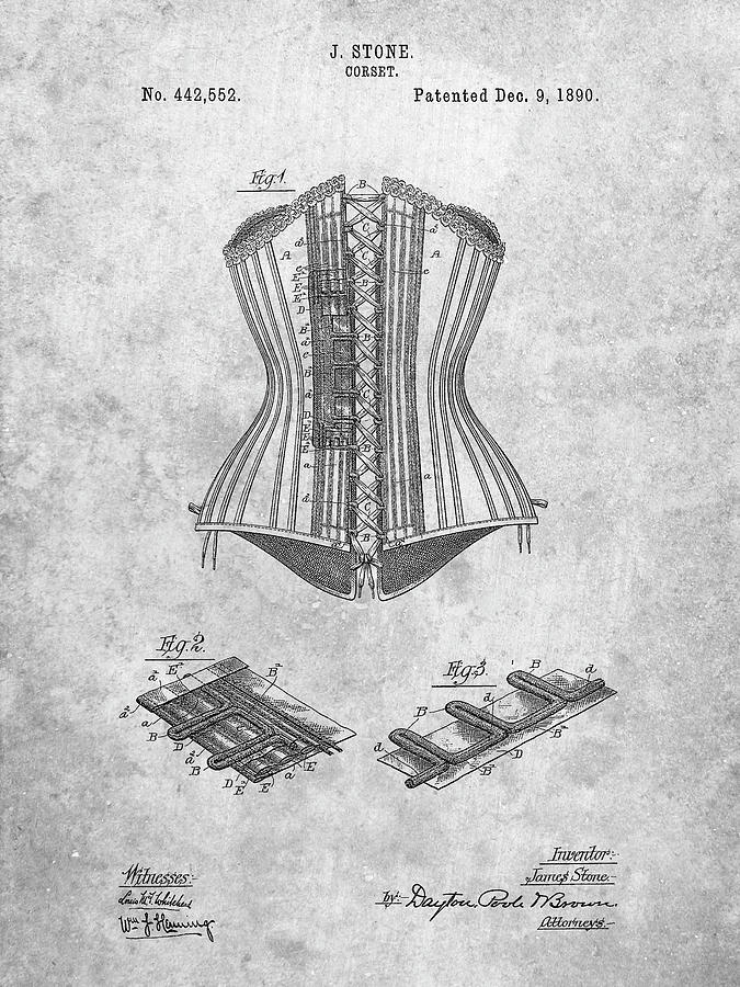 Clothing Digital Art - Pp259-slate Corset Patent Poster by Cole Borders