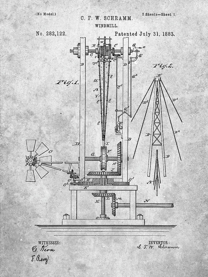 Farm Digital Art - Pp26-slate Windmill 1883 Patent Poster by Cole Borders