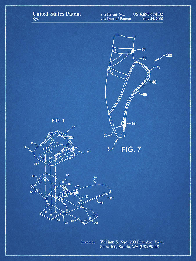 Performing Arts Digital Art - Pp268-blueprint Ballet Shoe Patent Poster by Cole Borders