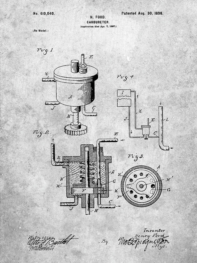 Pp273-slate Ford Carburetor 1898 Patent Poster Digital Art by Cole ...