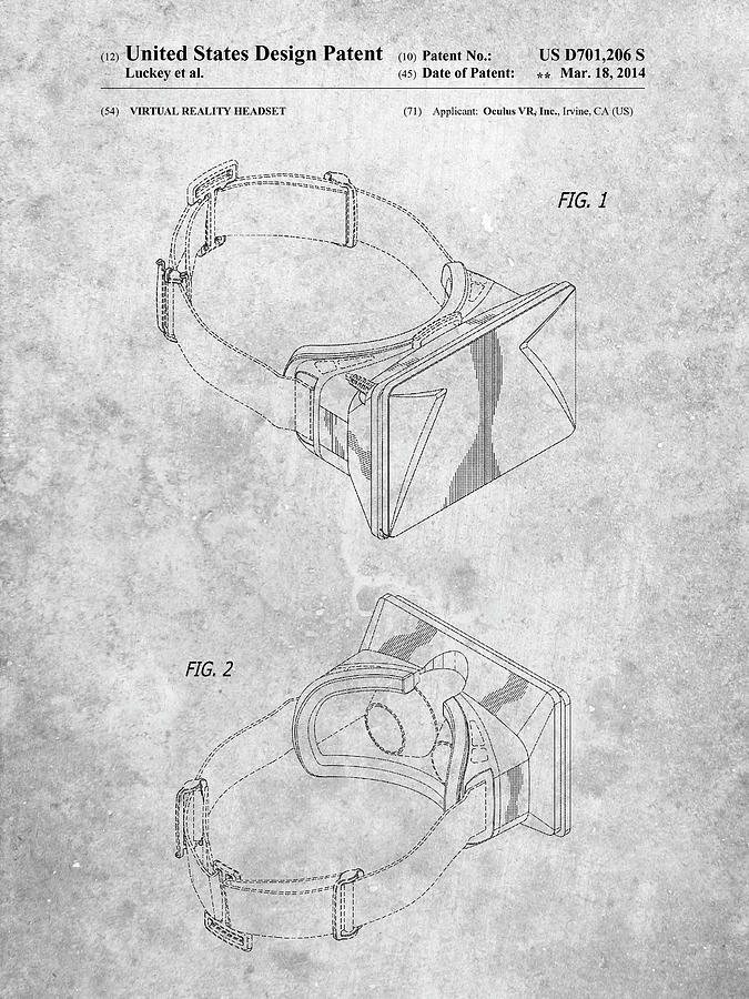Pp279-slate Oculus Rift Patent Poster Digital Art by Cole Borders