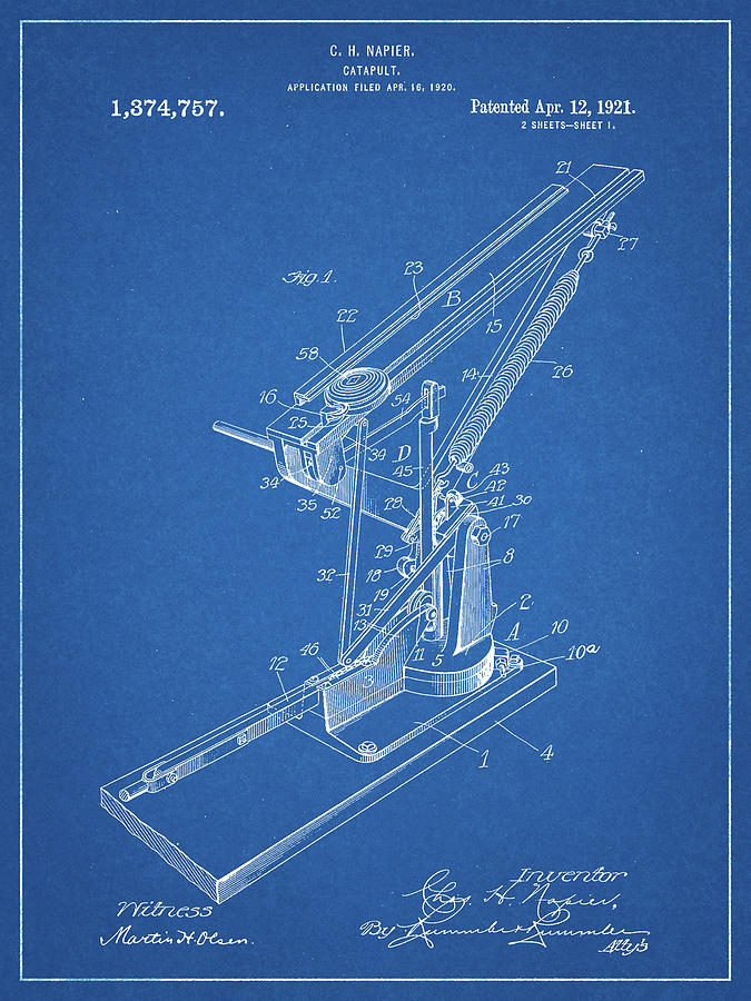 Objects Digital Art - Pp284-blueprint Clay Skeet Thrower by Cole Borders