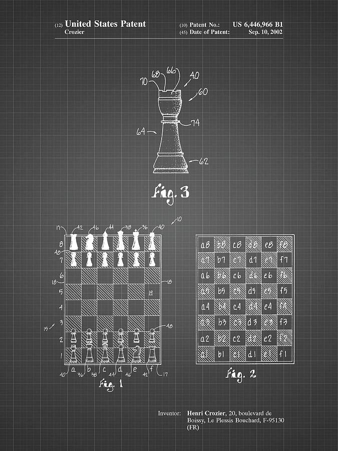Board Game Digital Art - Pp286-black Grid Speed Chess Game Patent Poster by Cole Borders