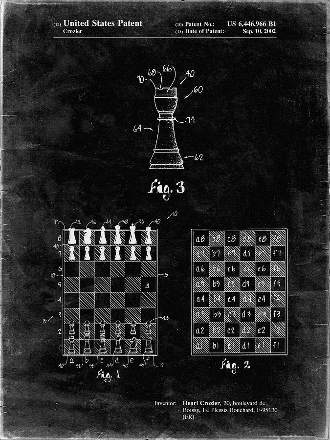 Board Game Digital Art - Pp286-black Grunge Speed Chess Game Patent Poster by Cole Borders