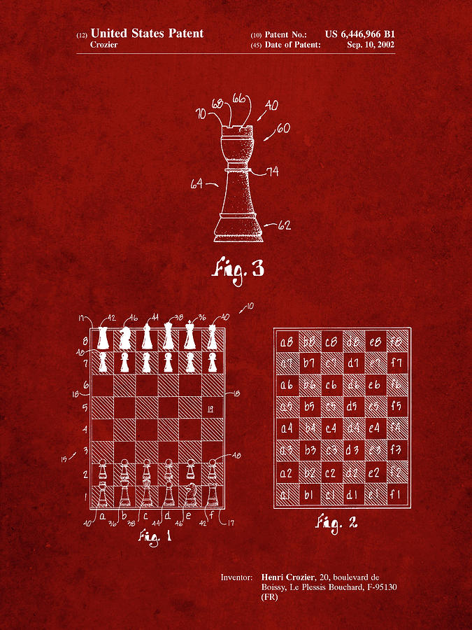 Board Game Digital Art - Pp286-burgundy Speed Chess Game Patent Poster by Cole Borders