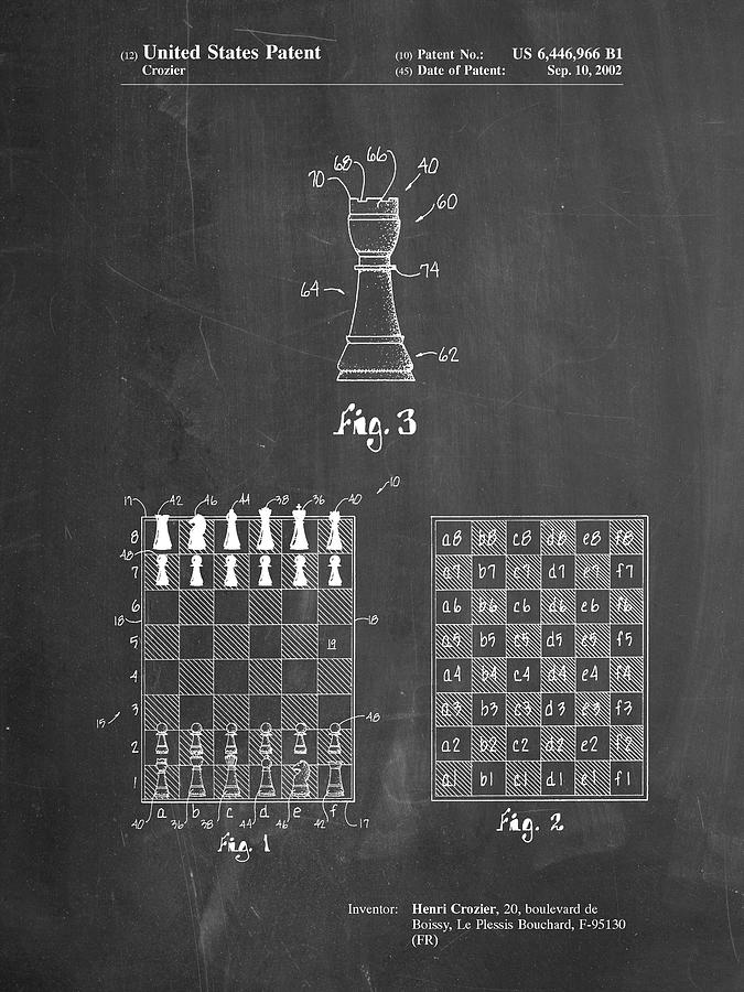 Board Game Digital Art - Pp286-chalkboard Speed Chess Game Patent Poster by Cole Borders