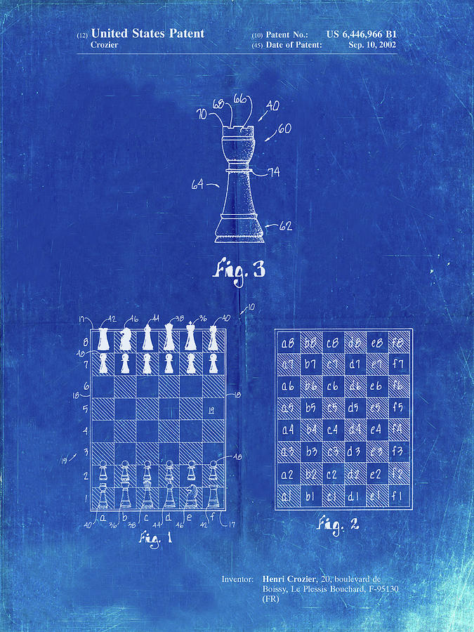 Board Game Digital Art - Pp286-faded Blueprint Speed Chess Game Patent Poster by Cole Borders