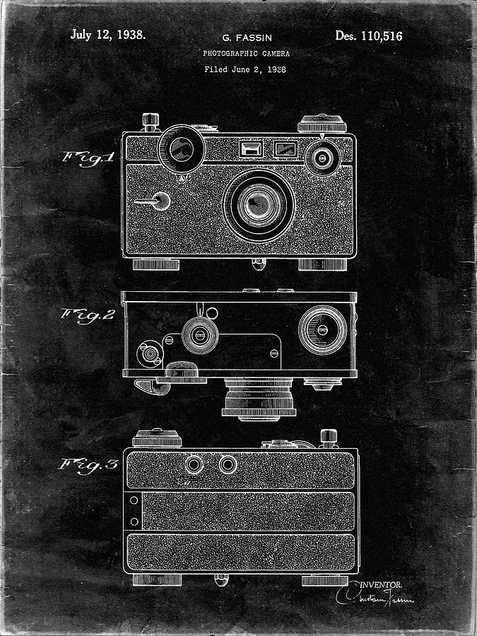 Camera Photograph - Pp299-black Grunge Argus C Camera Patent Poster by Cole Borders