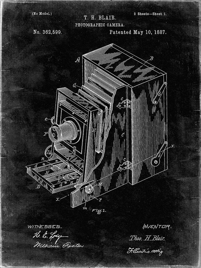 Camera Patent Photograph - Pp301-black Grunge Lucidograph Camera Patent Poster by Cole Borders