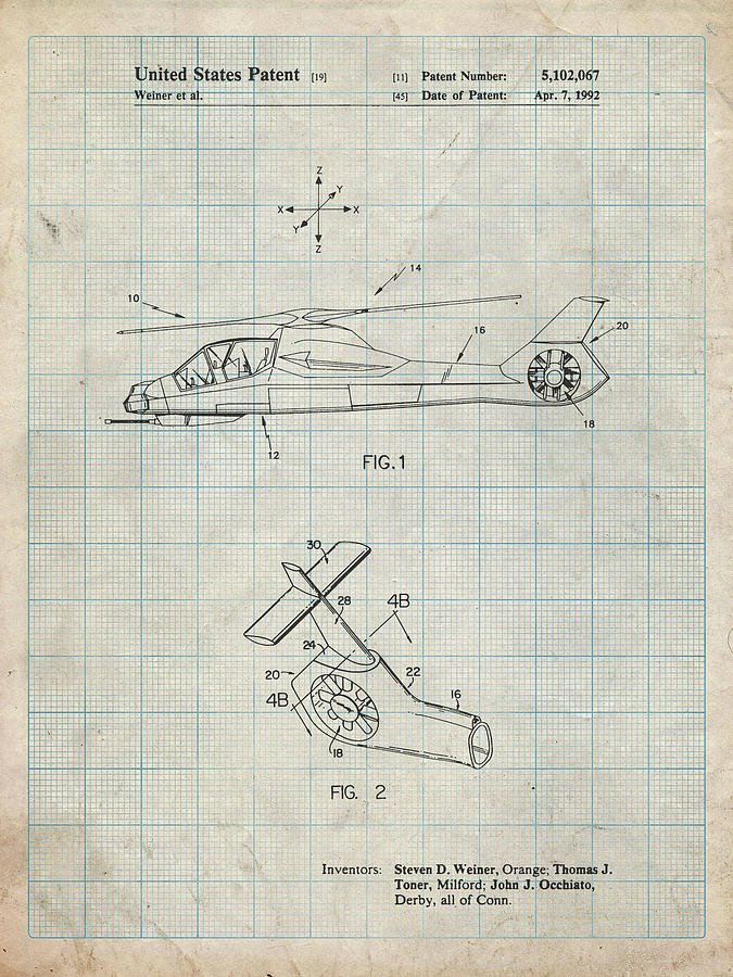 Helicopter Digital Art - Pp302-antique Grid Parchment Helicopter Tail Rotor Patent Poster by Cole Borders