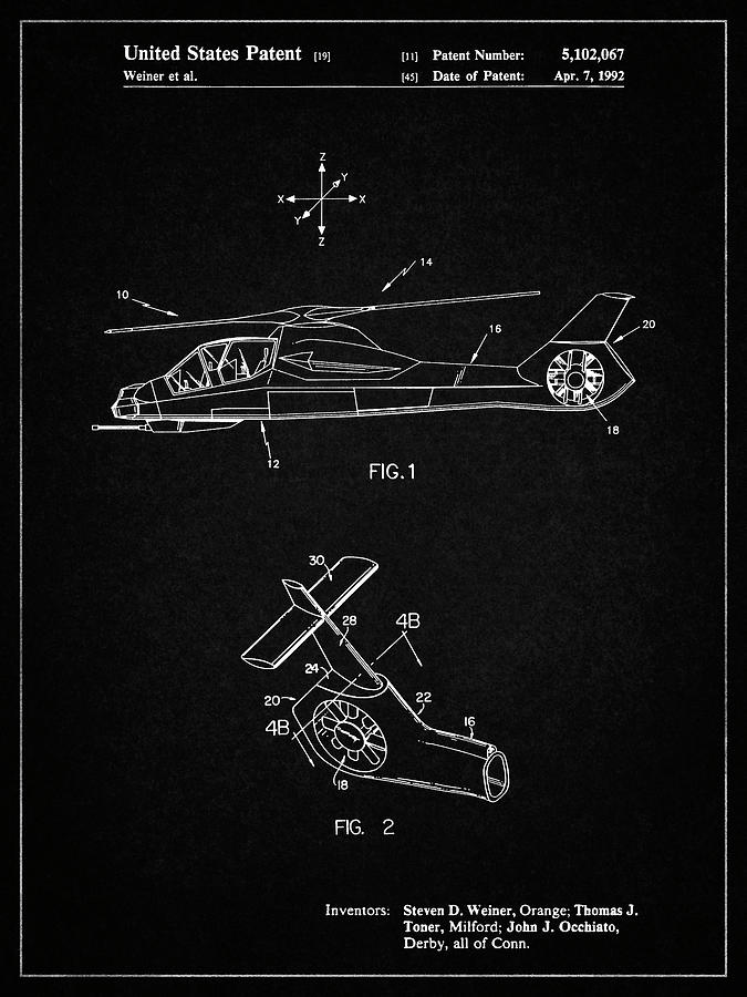Helicopter Digital Art - Pp302-vintage Black Helicopter Tail Rotor Patent Poster by Cole Borders