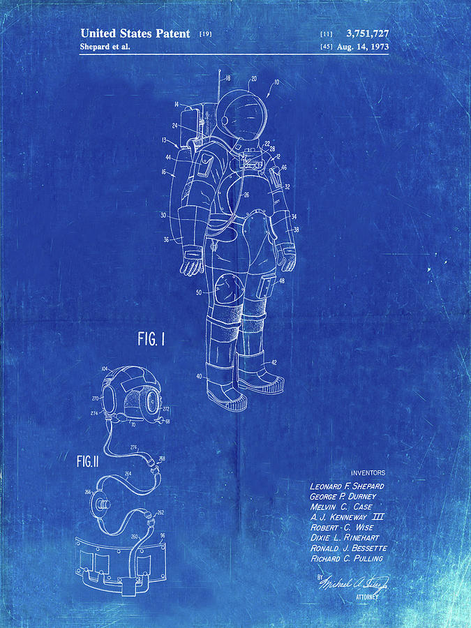 Astronaut Digital Art - Pp309-faded Blueprint Apollo Space Suit Patent Poster by Cole Borders