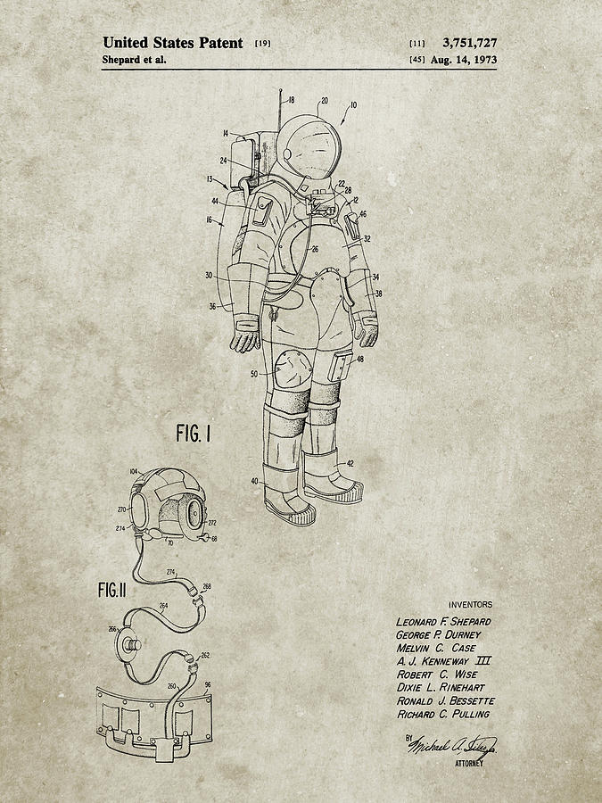 Astronaut Digital Art - Pp309-sandstone Apollo Space Suit Patent Poster by Cole Borders