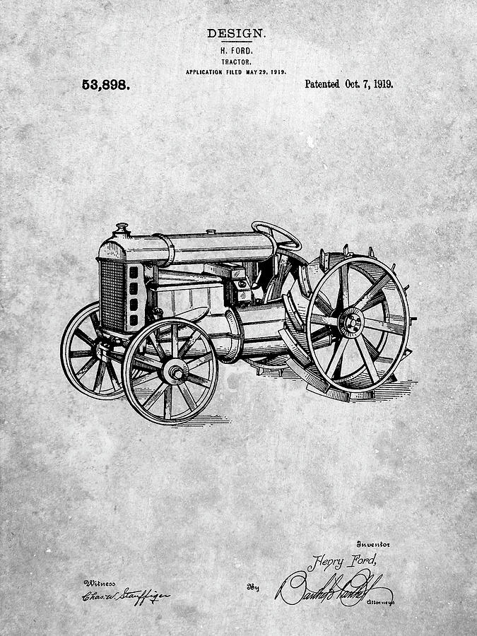 Car Digital Art - Pp310- Fordson Tractor Patent Poster by Cole Borders