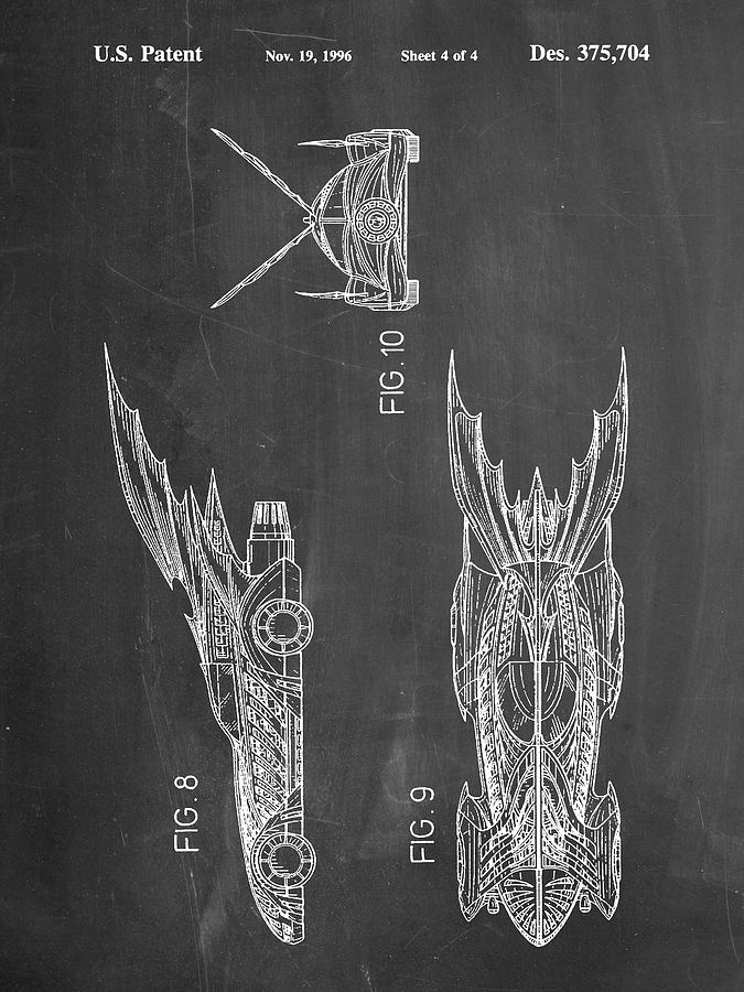 Movie Poster Digital Art - Pp311-chalkboard Batman And Robin Batmobile Patent Poster by Cole Borders