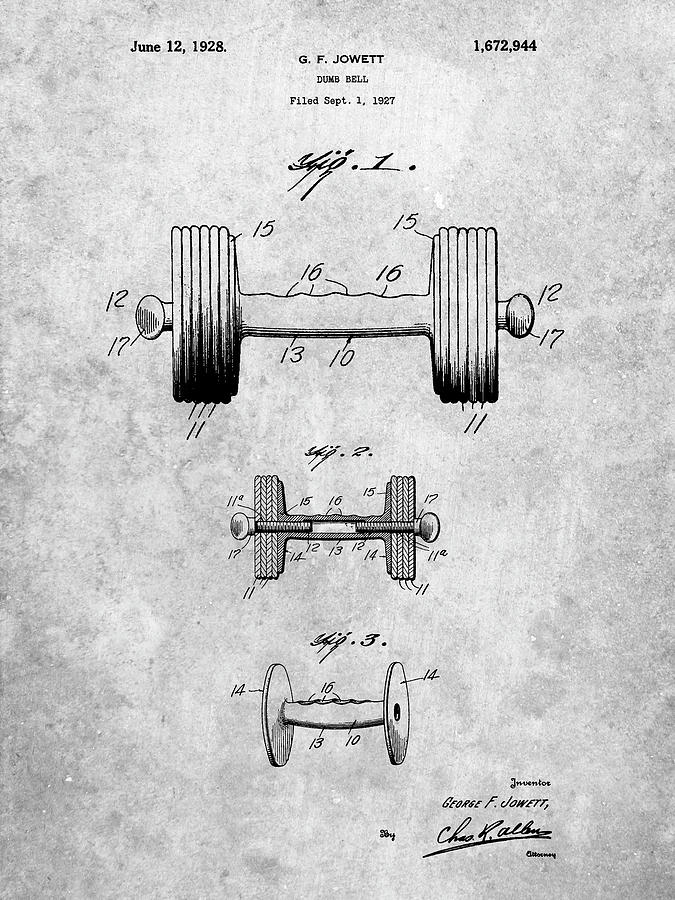 Planning Digital Art - Pp314- Dumbbell Patent Poster by Cole Borders