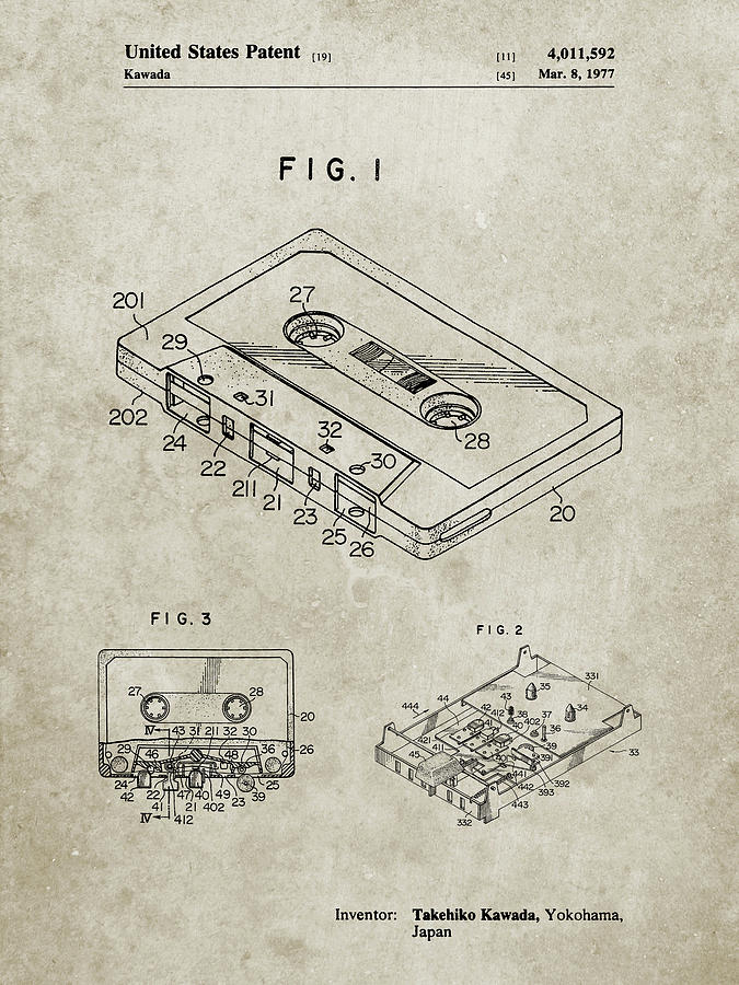 Cassette Player Digital Art - Pp319-sandstone Cassette Tape Patent Poster by Cole Borders