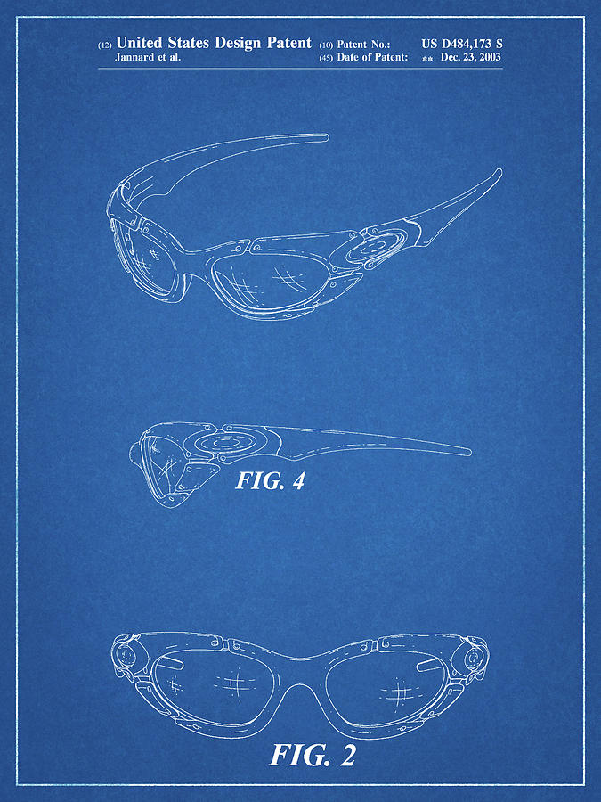 Tennis Digital Art - Pp324-blueprint Oakley Sunglasses Patent Poster by Cole Borders