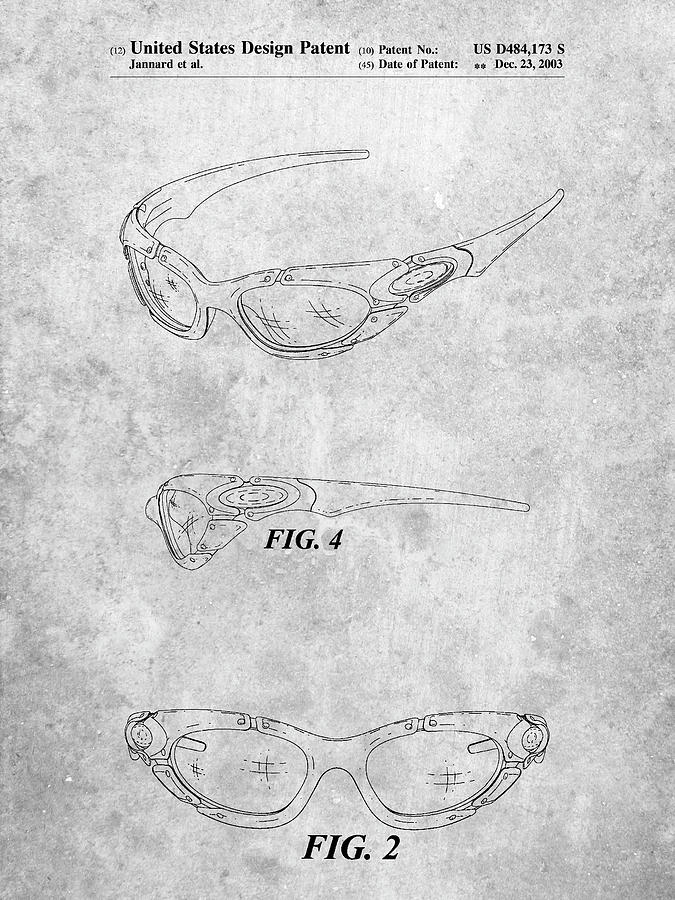 Tennis Digital Art - Pp324-slate Oakley Sunglasses Patent Poster by Cole Borders