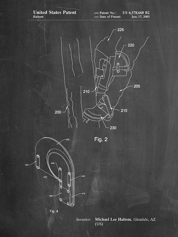 Objects Digital Art - Pp340-chalkboard Pole Climber Knee Pads Patent Poster by Cole Borders