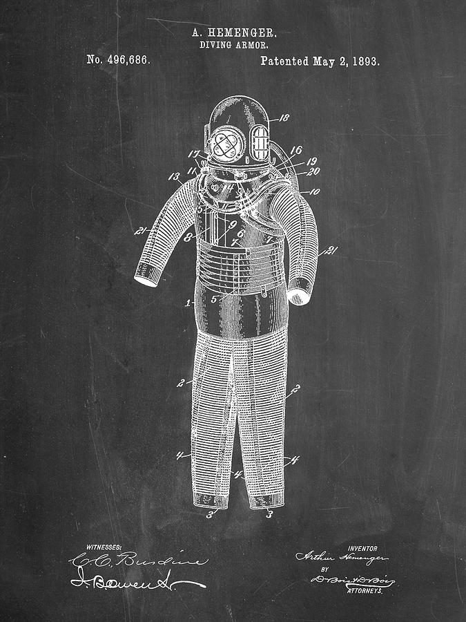 Sports Digital Art - Pp343-chalkboard Hemenger Diving Armor Poster by Cole Borders