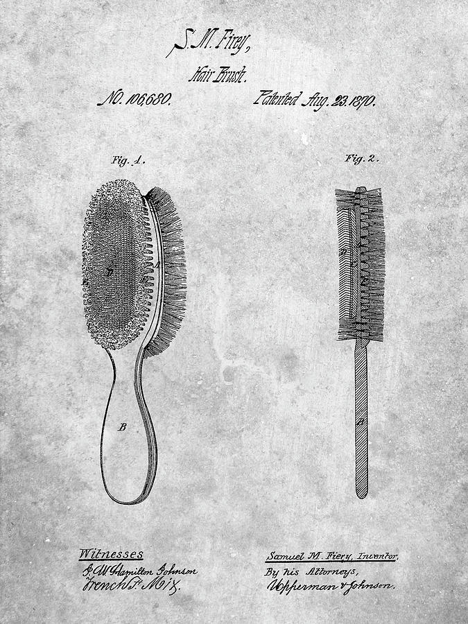 Barber Digital Art - Pp344-slate Vintage Hair Brush Patent Poster by Cole Borders