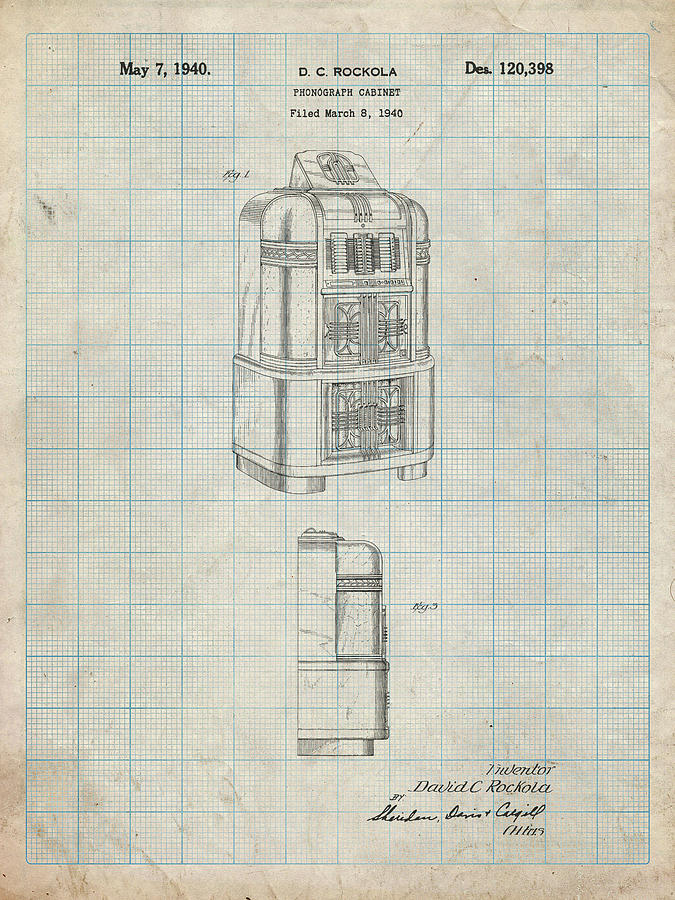 Music Digital Art - Pp347-antique Grid Parchment Jukebox Patent Poster by Cole Borders