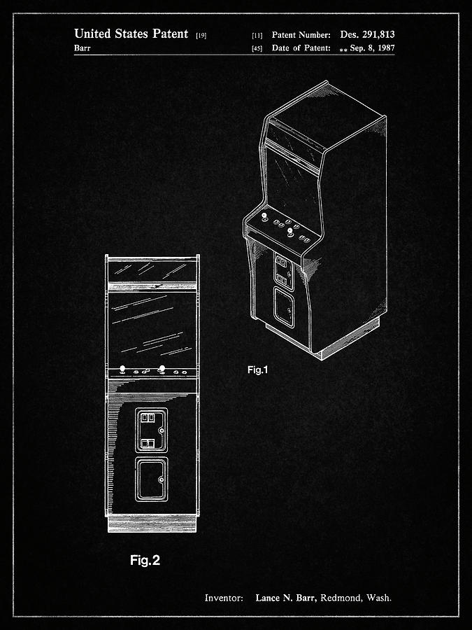 Toy Digital Art - Pp357-vintage Black Arcade Game Cabinet Front Figure Patent Poster by Cole Borders