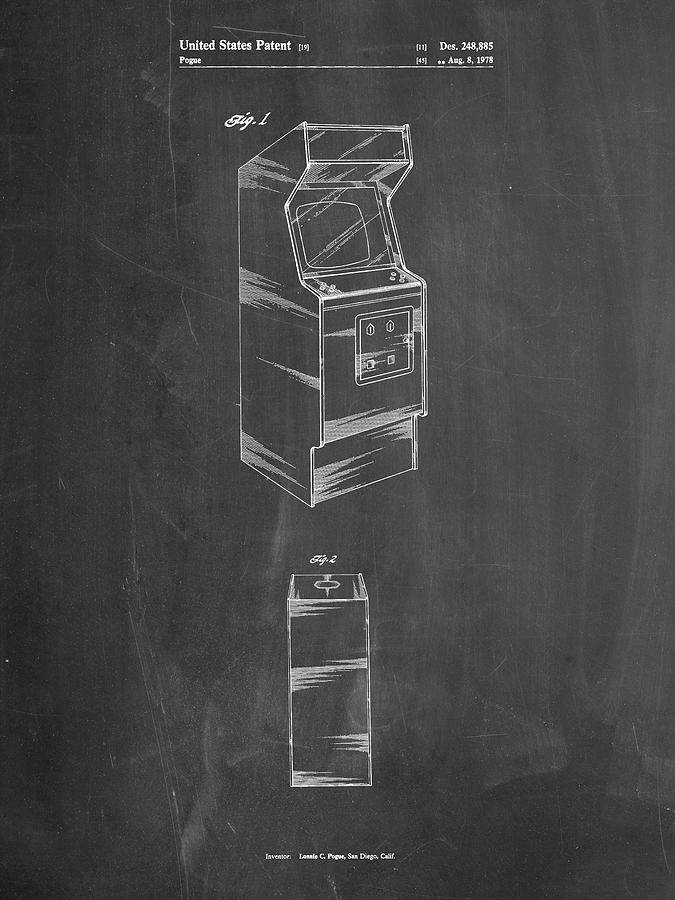 Toy Digital Art - Pp362-chalkboard Arcade Game Cabinet Patent Poster by Cole Borders