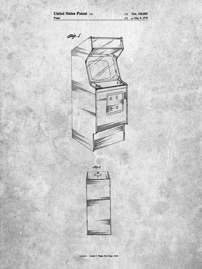 Toy Digital Art - Pp362-slate Arcade Game Cabinet Patent Poster by Cole Borders