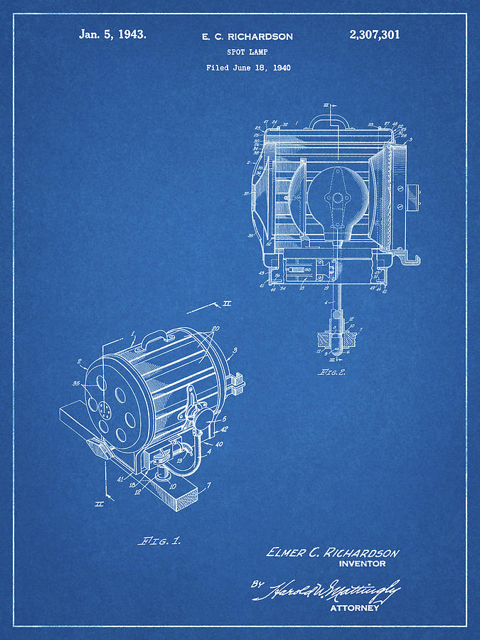 Lamp Digital Art - Pp387-blueprint Movie Set Lighting Patent Poster by Cole Borders