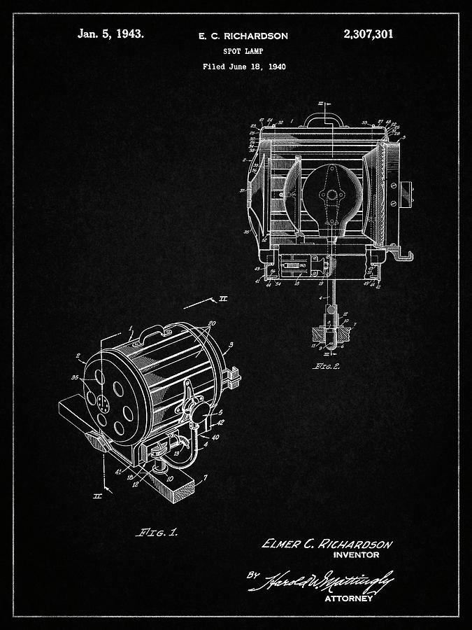 Lamp Digital Art - Pp387-vintage Black Movie Set Lighting Patent Poster by Cole Borders