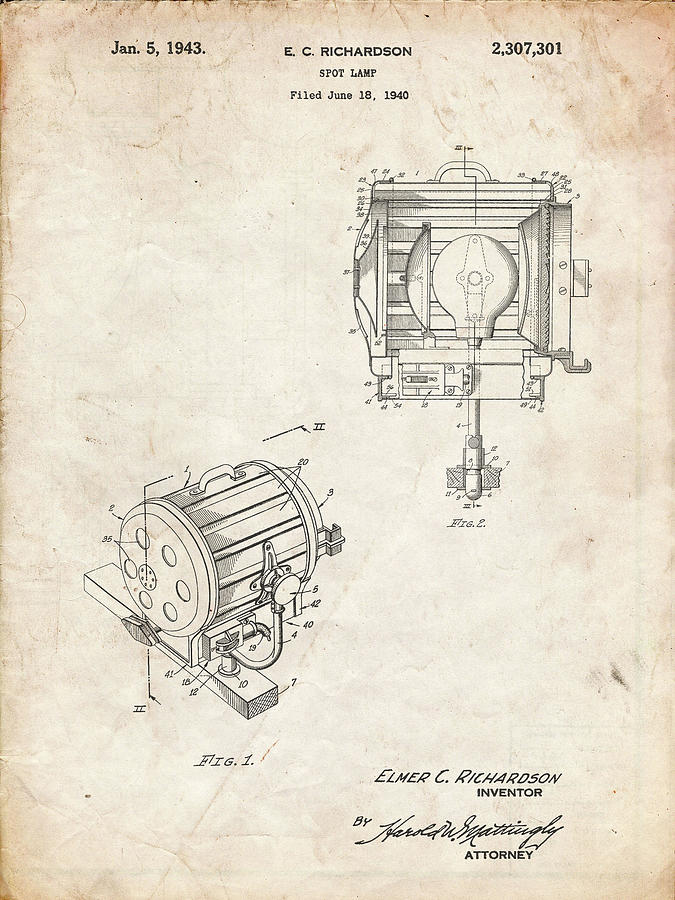 Lamp Digital Art - Pp387-vintage Parchment Movie Set Lighting Patent Poster by Cole Borders